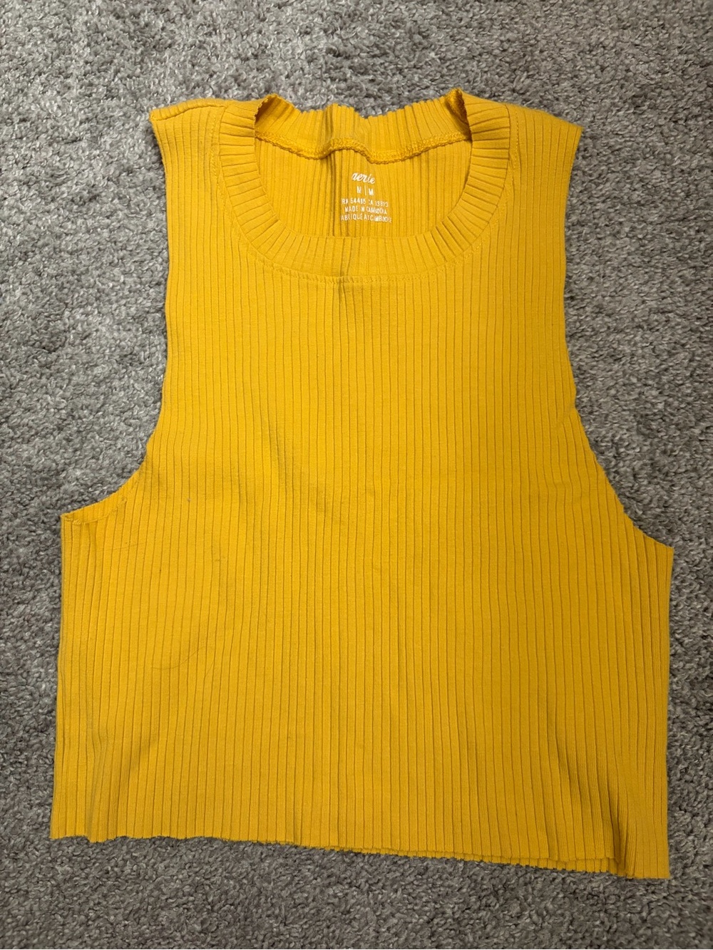 aerie Ribbed Sleeveless Crop Top in Mustard Yellow